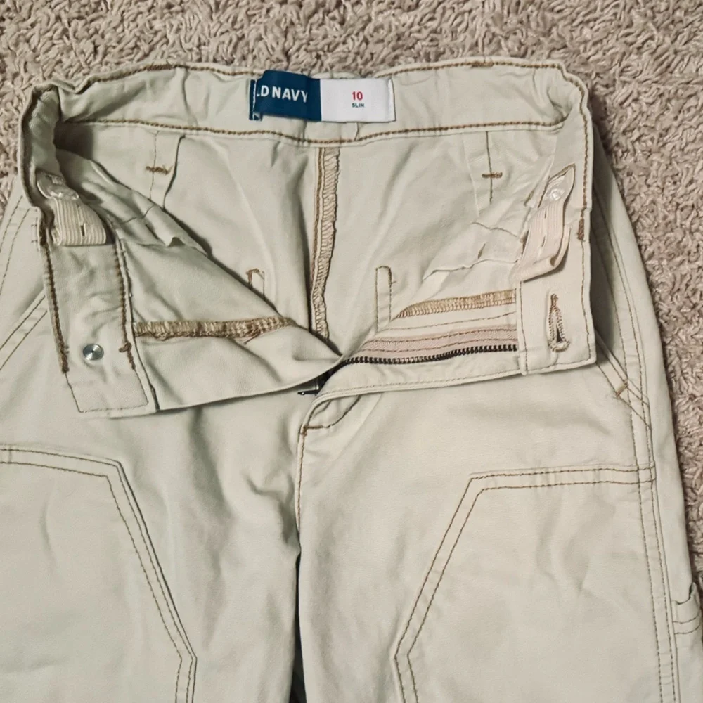 Old Navy girls carpenter wide leg tan pants, size 10
